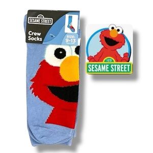 Sesame Street Elmo Crew Socks Novelty Blue Unisex Adult 9-13 Men’s One Size